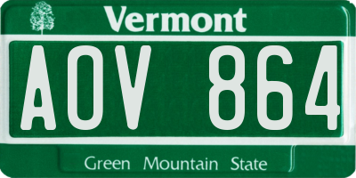 VT license plate AOV864