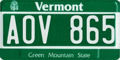 VT license plate AOV865