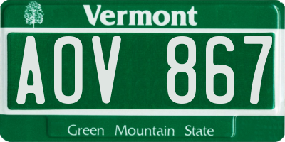 VT license plate AOV867
