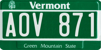 VT license plate AOV871