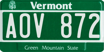 VT license plate AOV872