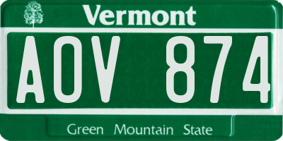 VT license plate AOV874