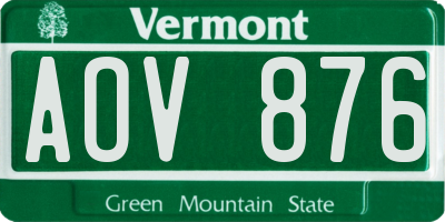 VT license plate AOV876