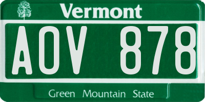 VT license plate AOV878