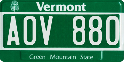 VT license plate AOV880