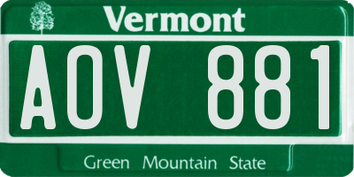 VT license plate AOV881