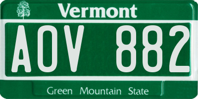 VT license plate AOV882