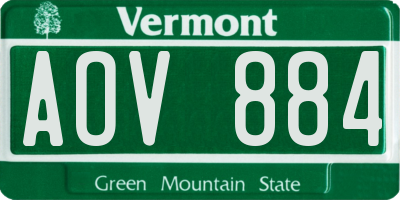 VT license plate AOV884