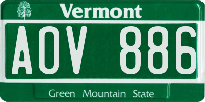 VT license plate AOV886