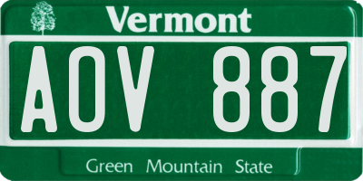 VT license plate AOV887