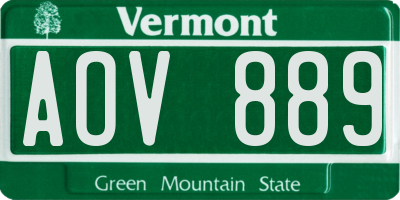 VT license plate AOV889