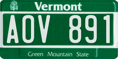 VT license plate AOV891