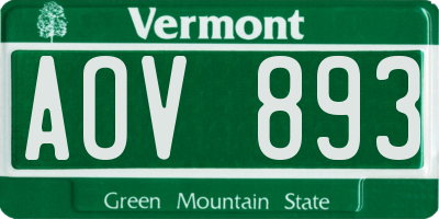VT license plate AOV893