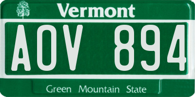 VT license plate AOV894