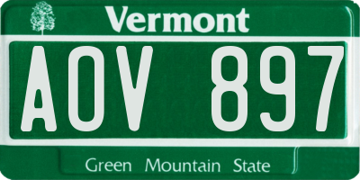 VT license plate AOV897
