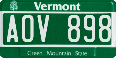 VT license plate AOV898