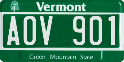 VT license plate AOV901
