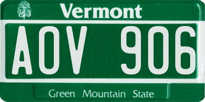 VT license plate AOV906