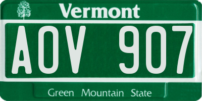 VT license plate AOV907