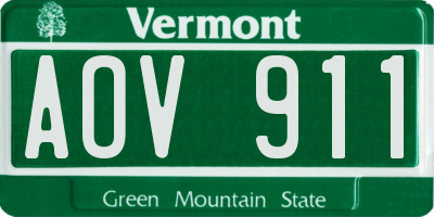 VT license plate AOV911