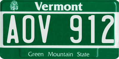 VT license plate AOV912