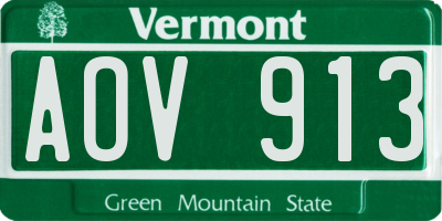VT license plate AOV913