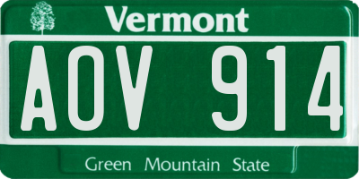 VT license plate AOV914