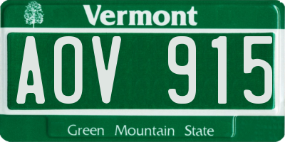 VT license plate AOV915