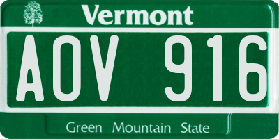 VT license plate AOV916