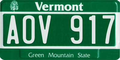 VT license plate AOV917