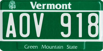 VT license plate AOV918
