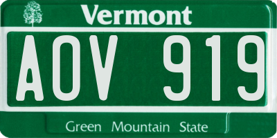 VT license plate AOV919