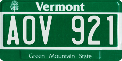 VT license plate AOV921