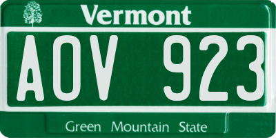 VT license plate AOV923
