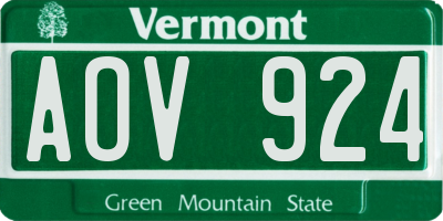 VT license plate AOV924