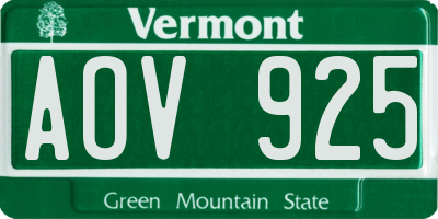 VT license plate AOV925