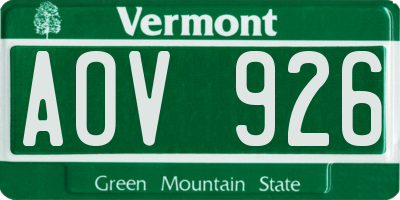 VT license plate AOV926