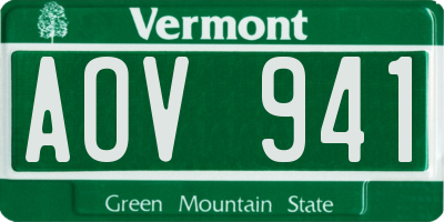 VT license plate AOV941