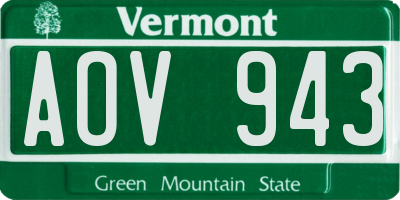 VT license plate AOV943