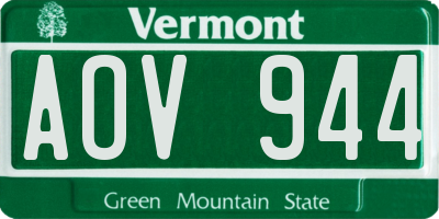 VT license plate AOV944