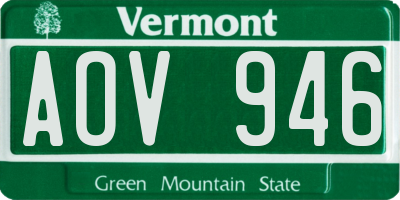 VT license plate AOV946