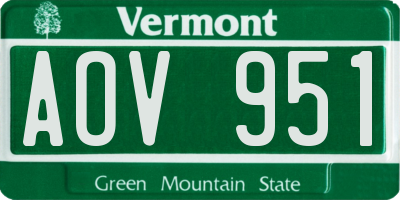 VT license plate AOV951
