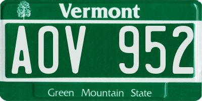 VT license plate AOV952