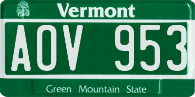VT license plate AOV953