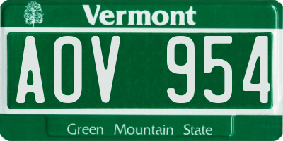 VT license plate AOV954