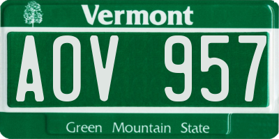VT license plate AOV957