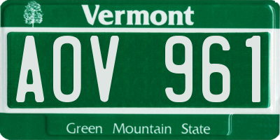 VT license plate AOV961