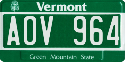 VT license plate AOV964