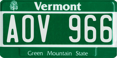 VT license plate AOV966