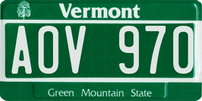 VT license plate AOV970
